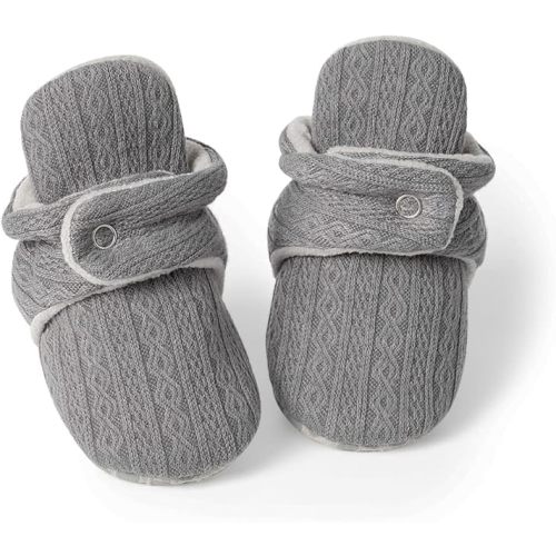 Infant Baby Boys Girls Cozy Fleece Booties Stay on Slippers Non Slip Soft Gripper Sock Shoes Toddler First Walker Newborn Crib Birthday Shower Gift