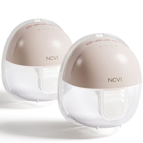 NCVI Breast Pump Hands Free, Wearable Breastfeeding Pump 8111, Portable Double Electric Pump with 4 Modes & 9 Levels, Wireless Milk Pump, Invisible & Ultra Quiet, 21/24mm, 2 Pack