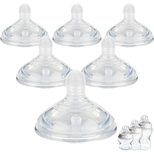 Silicone Nipples (M) for Tommee Tippee Natural Start Anti-Colic Bottles &Advanced Anti-Colic Bottles,Closer to Nature Bottle,Medium Flow,Size 2 Nipple,3m+, 6 Count