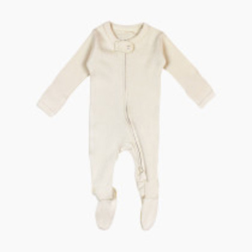 L'ovedbaby Organic 2-Way Zipper Footie - Buttercream, 3-6M