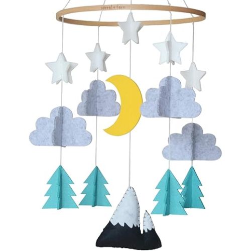 Baby Crib Mobile (Starry Woodland Night, Mint) - Nursery Decoration Crib Mobile and Baby Shower for Boys and Girls