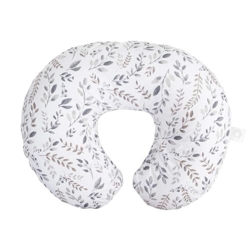 Boppy Original Nursing Pillow, Gray Taupe Leaves, Ergonomic Nursing Essentials for Bottle and Breastfeeding, Firm Fiber Fill, with Removable Pillow Cover, Machine Washable