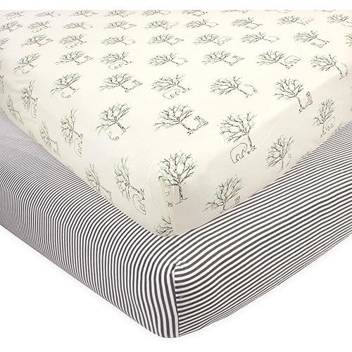 Touched by Nature Unisex Baby and Toddler Organic Cotton Crib Sheet, Birch Trees, One Size