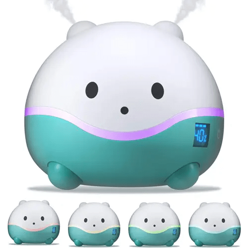 LittleHippo WISPI 3-in-1 Humidifier, Diffuser & Night Light for Baby/Kids - 3 Mist Strength, 7 LED Color Changing Lights, Essential Oil Tray for Aromatherapy - Cute Humidifiers for Bedroom/Nursery