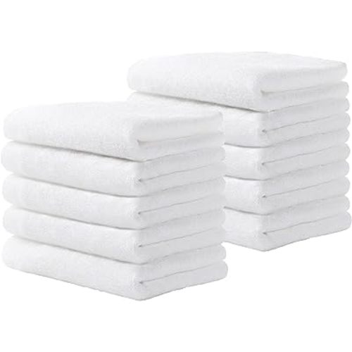 Yoofoss Luxury Washcloths Towel Set 10 Pack Baby Wash Cloth for Bathroom-Hotel-Spa-Kitchen Multi-Purpose Fingertip Towels & Face Cloths - White