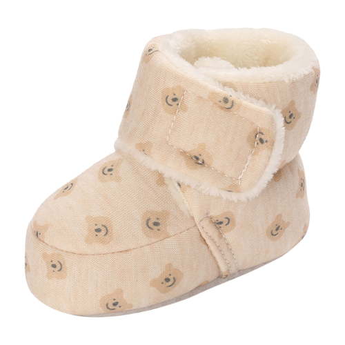 Povozer Fleece Cozy Booties for Babies and Toddlers(Beige,6-12 Months)