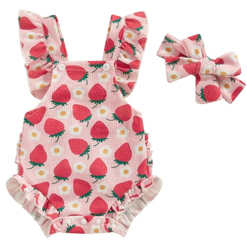 Mubineo Baby Girl Summer Clothes Ruffle Overall Romper Outfits Cute Sleeveless Overalls Rompers Newborn Outfit