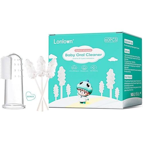 60PCS Baby Tongue Cleaner & 1PCS Finger Toothbrush Infant Mouth Cleaner Newborn Gum Cleaner Disposable Infant Oral Clean Stick Dental Care for 0-36 Month Baby