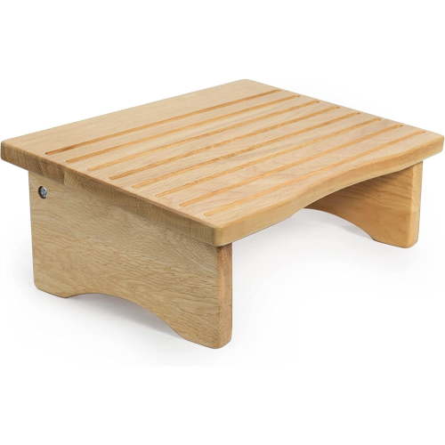 CONSDAN Footrest, Ergonomic Foot Rest for Under Desk at Work, Nursing Foot Stool, Natural Solid Wood Non-Slip Slanted Top Foot Stool for Office/Standing Desk (Natural Color)