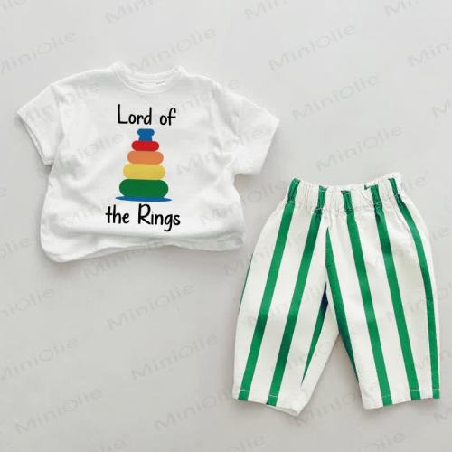 LORD OF THE RINGS Baby 2-Piece Green Striped Set