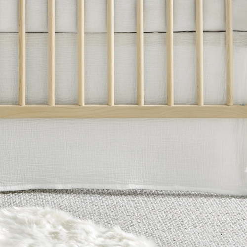 Levtex Baby - Cloud Muslin Crib Dust Ruffle - Baby Nursery - White Muslin - White Textured Muslin - Dust Ruffle (52x28+16).