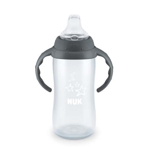 NUK Large Learner Tritan Cup, Soft Spout, 10 Ounce, Gray Star, 1 Count