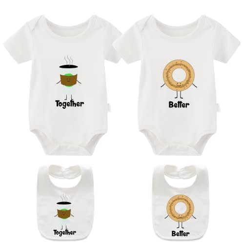 YSCULBUTOL Baby Twins Bodysuit Perfect Together Best Friend Newborn Romper Toddler Unisex Twin Outfit