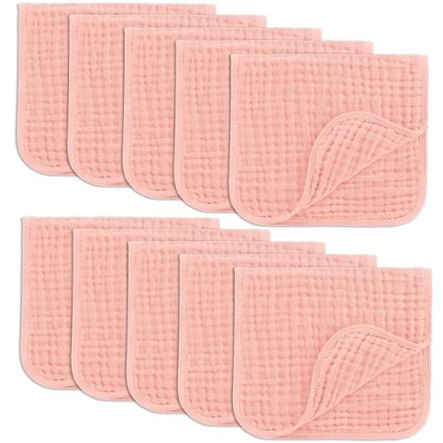 Comfy Cubs Muslin Burp Cloths 20" x 10", Pack of 10 - Large, 6-Layer, Ultra Absorbent 100% Cotton for Baby Drool and Messes - Soft, Safe & Gentle Baby Burp Cloths for Boys & Girls - Lace