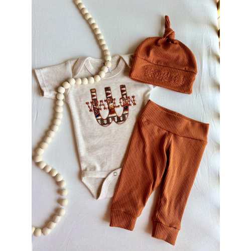 Personalized Western Baby Boy Bodysuit | Custom Embroidered Cowboy Outfit | Country-Themed Shower Gift