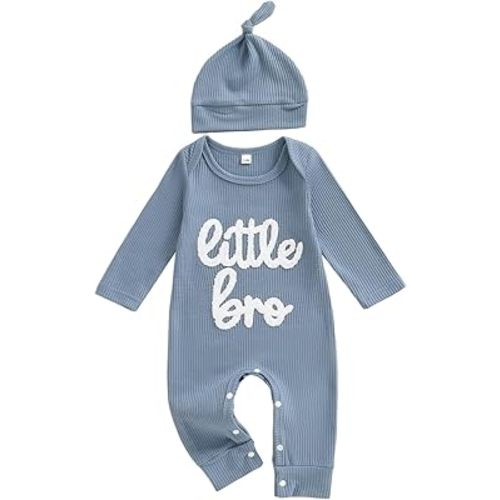 allshope Newborn Baby Boy Fall Outfit Romper Mama Mini Embroidery Long Sleeve Crew Neck Jumpsuit Bodysuit Infant Clothes