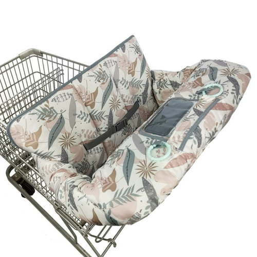 DODO NICI 2 in 1 Shopping Cart cover and High Chair Cover for Babies, with Clear Phone Pouch and Detachable Toy, Foldable, Machine Washable, Leaves