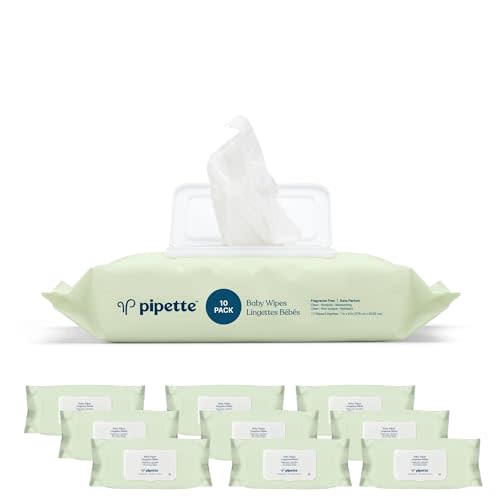 Pipette Baby Wipes | Natural Plant-Derived Fibers | Unscented, Water-Based & Alcohol-Free for Sensitive Skin | Newborn Essentials | 720 Count