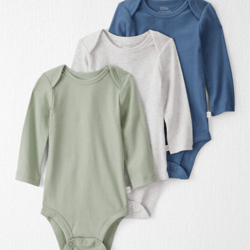 Moss Green, Heather Grey, Wells Blue Baby 3-Pack Organic Cotton Rib Bodysuits | Carter’s Oshkosh Canada