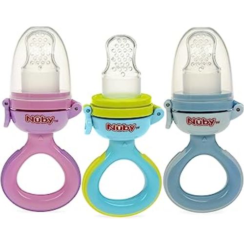 1 Pack Nuby Twist N' Feed Infant First Foods Feeder with Hygienic Cover: 10M+, Colors May Vary, Pack of 1