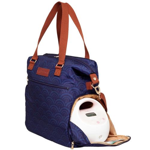Sarah Wells Lizzy Breast Pump Bag – Stylish Pump Tote with Insulated Cooler Pocket, Laptop Sleeve – Fits Portable Pumps & More – Easy-Clean, Lightweight Breastfeeding Bag (Deco)