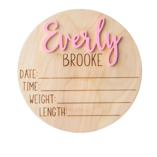 Personalized Newborn Announcement Sign for Hospital - Wooden Birth Announcement Sign for Hospital - Baby Name Announcement Sign - Baby Milestone Signs - Boy Girl - double sided