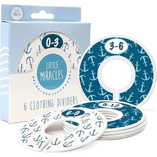 Baby Closet Size Dividers - Nautical Nursery Closet Dividers for Baby Clothes - Dividers by Month for Baby Boy Nursery Decor - Baby Closet Dividers for Clothing Racks - [Nautical]