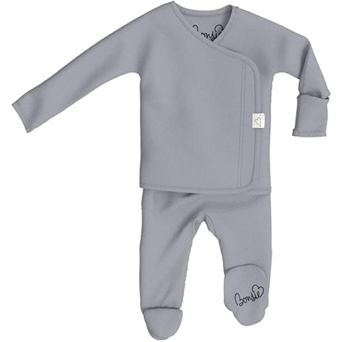 Bonsie Skin to Skin Babywear Footie - Gray Baby Footed Bodysuit - Fog - Newborn