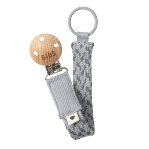 Bibs Braided Pacifier Clip - Cloud/Iron