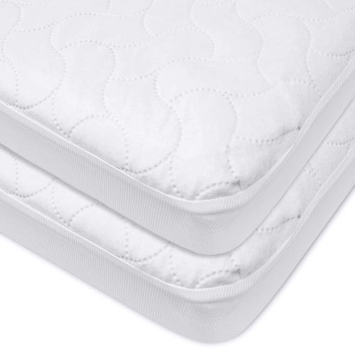American Baby Company 2 Pack Waterproof Fitted Crib Mattress Protector 52" x 28" - Quilted, Noiseless, Soft & Breathable Crib & Toddler Mattress Pad Cover