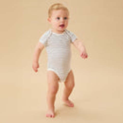 Organic Cotton Short Sleeve Baby Bodysuit Light Blue Stripes | Baby Bodysuit Summer | MORI US