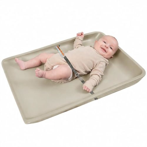 Wipeable Waterproof Baby Changing Pad, Large PU Diaper Pad for Changing Table and Dresser, Easy-Clean with Adjustable Buckle, No-Slip Bottom (Beige)