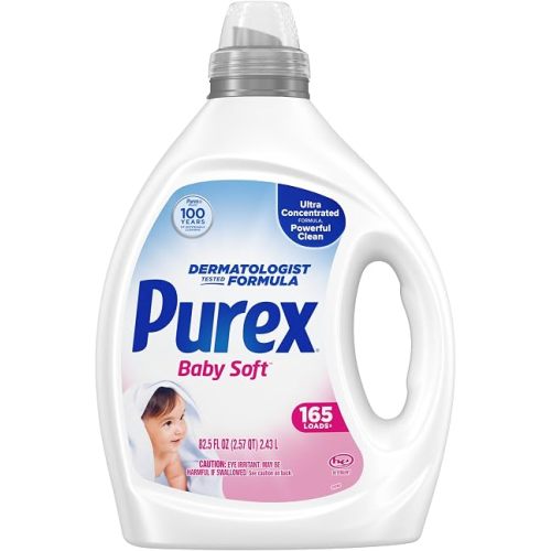 Purex Baby Soft Liquid Laundry Detergent, Ultra Concentrated, 82.5 fl oz, 165 Loads, Hypoallergenic, Dye Free, Gentle on Skin