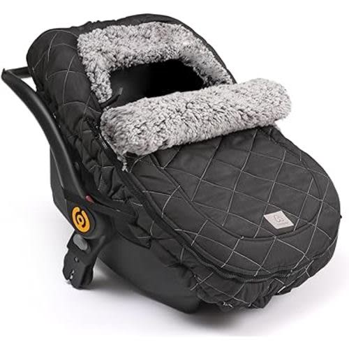 ACRABROS Car Seat Cover Baby: Winter Infant Carseat Canopy for Boy Girl Newborn Zipper Peeping Window Warm Cozy Cold Weather Waterproof Universal Fitted, Black