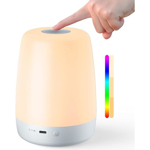 winshine Kids Night Light, 3 Way Dimmable Touch Night Light for Kids, 7 Colors Changing RGBW Rechargeable Portable Baby Night Light Lamp, Eye-Caring Night Light for Baby Nursery, Toddlers Bedroom