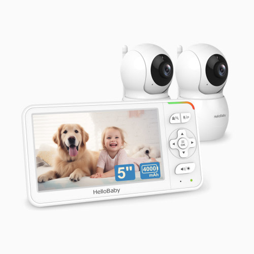HelloBaby 5.0" IPS LCD Digital Wireless Video Baby Monitor with 2 Cameras