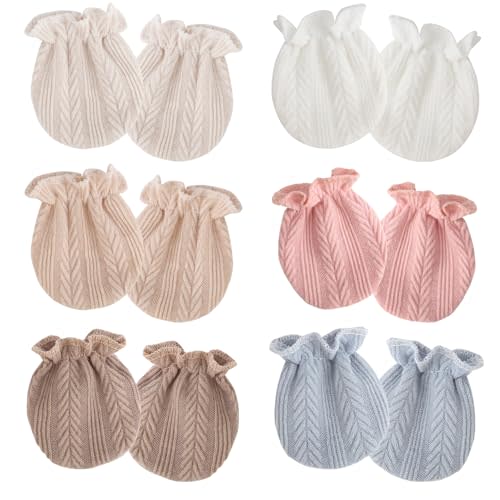 AQOKKA Newborn Baby Mittens No Scratch Cotton Elastic Wrist Gloves Infant Toddler Mittens for Baby Boy Girl 0-6 Months