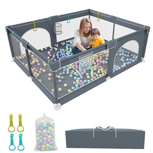 Extra Large Baby Playpen, Large Play Pens for Babies and Toddlers, (71x59x26inch) Baby Play Yards, Sturdy Kids Indoor & Outdoor Activity Center with Ocean Balls, Baby Fence with Breathable Mesh