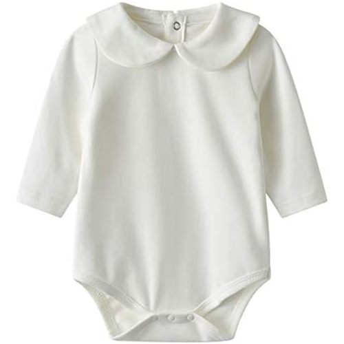 Infant Baby Girls Bodysuit Peter Pan Doll Collar Super Soft Cotton Romper One-Piece Outfit 0-24 Months