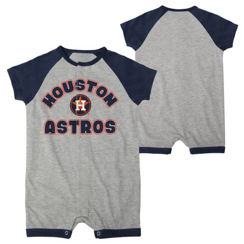 Newborn & Infant Houston Astros Heather Gray Extra Base Hit Raglan Full-Snap Romper