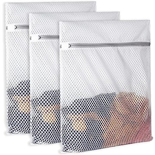 3Pcs Durable Honeycomb Mesh Laundry Bags for Delicates 125gsm Net Fabric Durable and Reusable Delicate Wash Bag,Organization Bag for Lingerie,Sock,12 x 16 Inches(3 Medium)