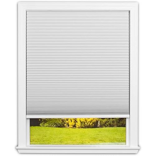 Redi Shade No Tools Easy Lift Trim-at-Home Cordless Cellular Blackout Fabric Shade White, 36" W x 64" L, (Fits windows 19"- 36")