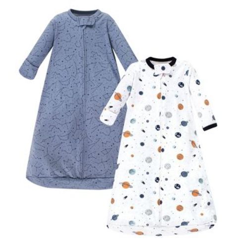 Hudson Baby Infant Boy Cotton Long-sleeve Wearable Sleeping Bag, Sack, Blanket, Space, 0-3 Months