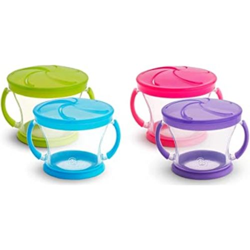 Munchkin Snack Catcher Toddler Snack Cups, 4 Pack, Blue/Green/Pink/Purple