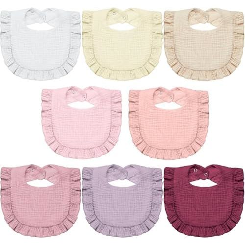 Lictin 8-Pack Muslin Baby Bibs - Bandana Drooling and Teething Bibs, Unisex Cotton