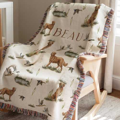 Golden Retriever Blanket Personalized Duck Nursery Crib Blanket Mallard Duck Nursery Decor Duck Hunting Dog Decorative Blanket Nursery Boy