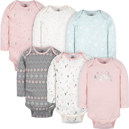 Gerber Baby-Girls 6-Pack Long-Sleeve Onesies Bodysuits