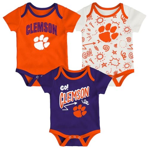 Clemson Tigers Outerstuff Newborn & Infant Three-Pack All Day Play Bodysuit Set