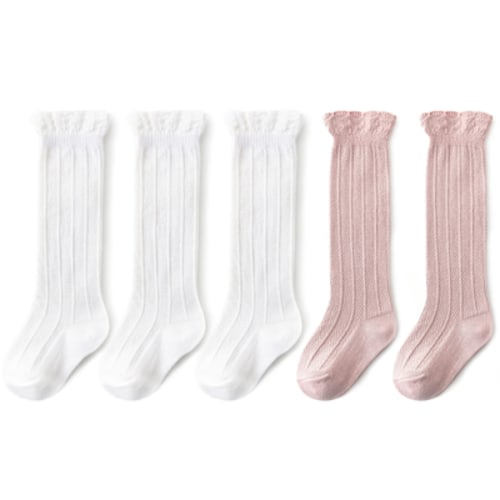 American Trends Baby Girls Boys Uniform Knee High Socks Tube Ruffled Stockings Infants and Toddlers Long Unisex Socks Tights Baby 5 Pack Colorful B M