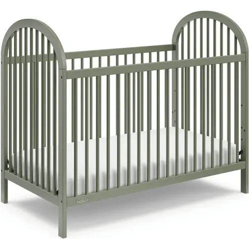 Graco Olivia 3-in-1 Convertible Crib (Olive) – GREENGUARD Gold Certified, Converts to Daybed and Toddler Bed, Fits Standard Full-Size Crib Mattress, Adjustable Mattress Height, Easy-to-Match Style
